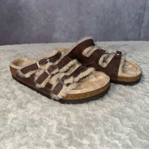 Birkenstock Florida Fresh Shearling Brown Oiled Women’s Size 7 Mens 5  38